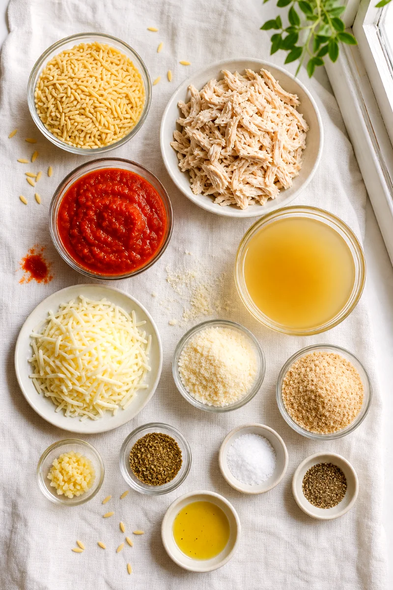 chicken-parmesan-orzo-casserole-ingredients