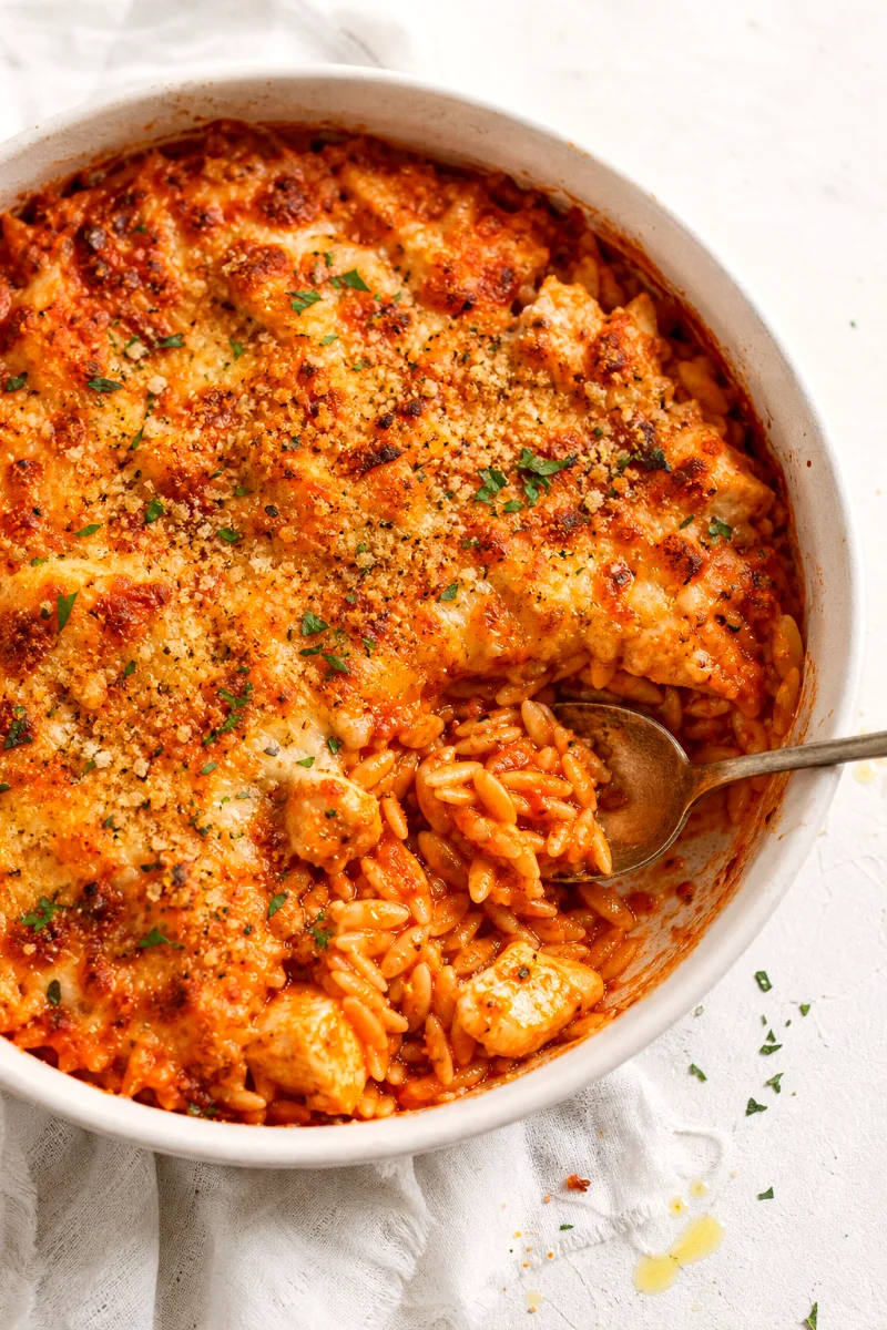 chicken-parmesan-orzo-casserole-top-down