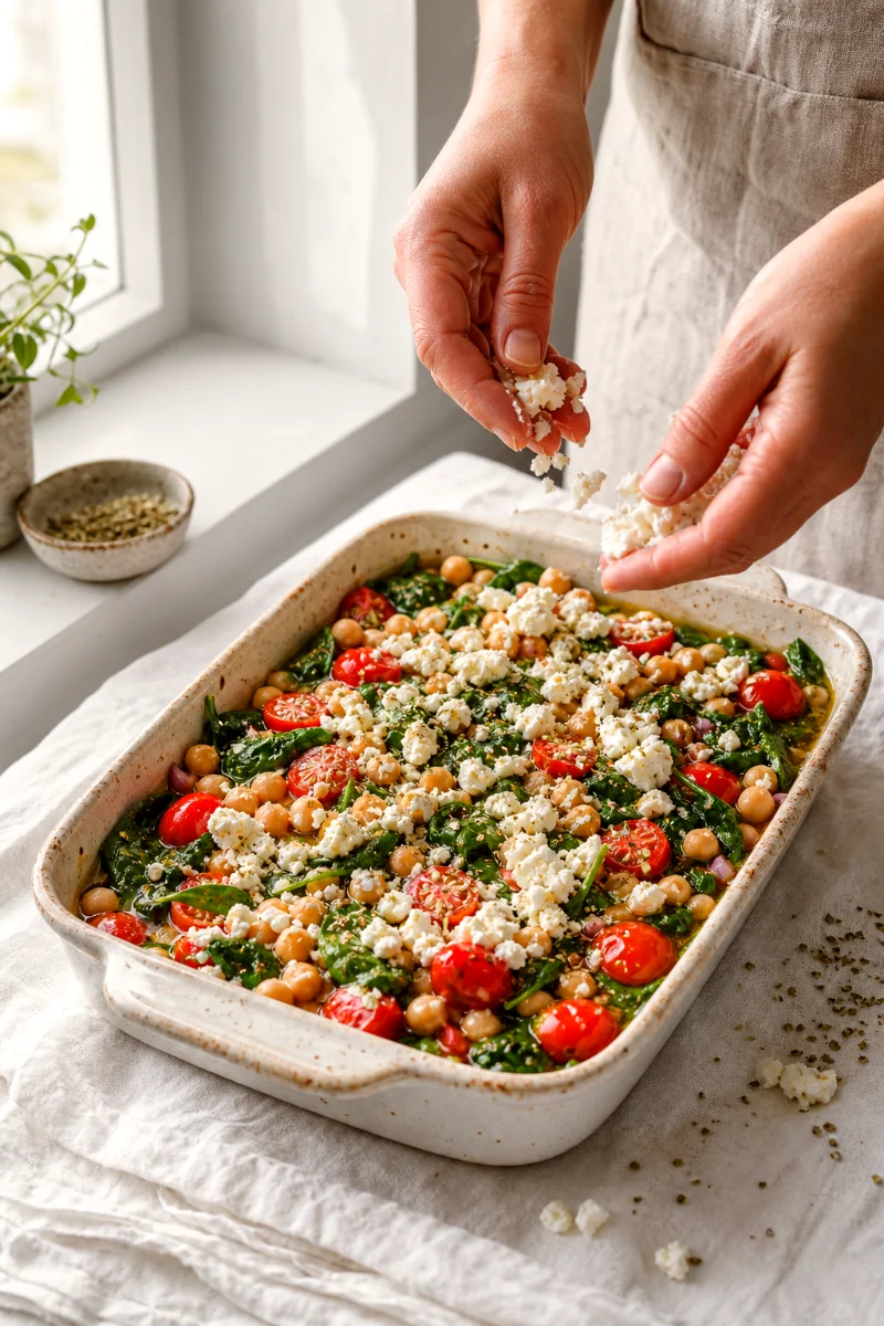 chickpea-spinach-feta-casserole-cooking-process
