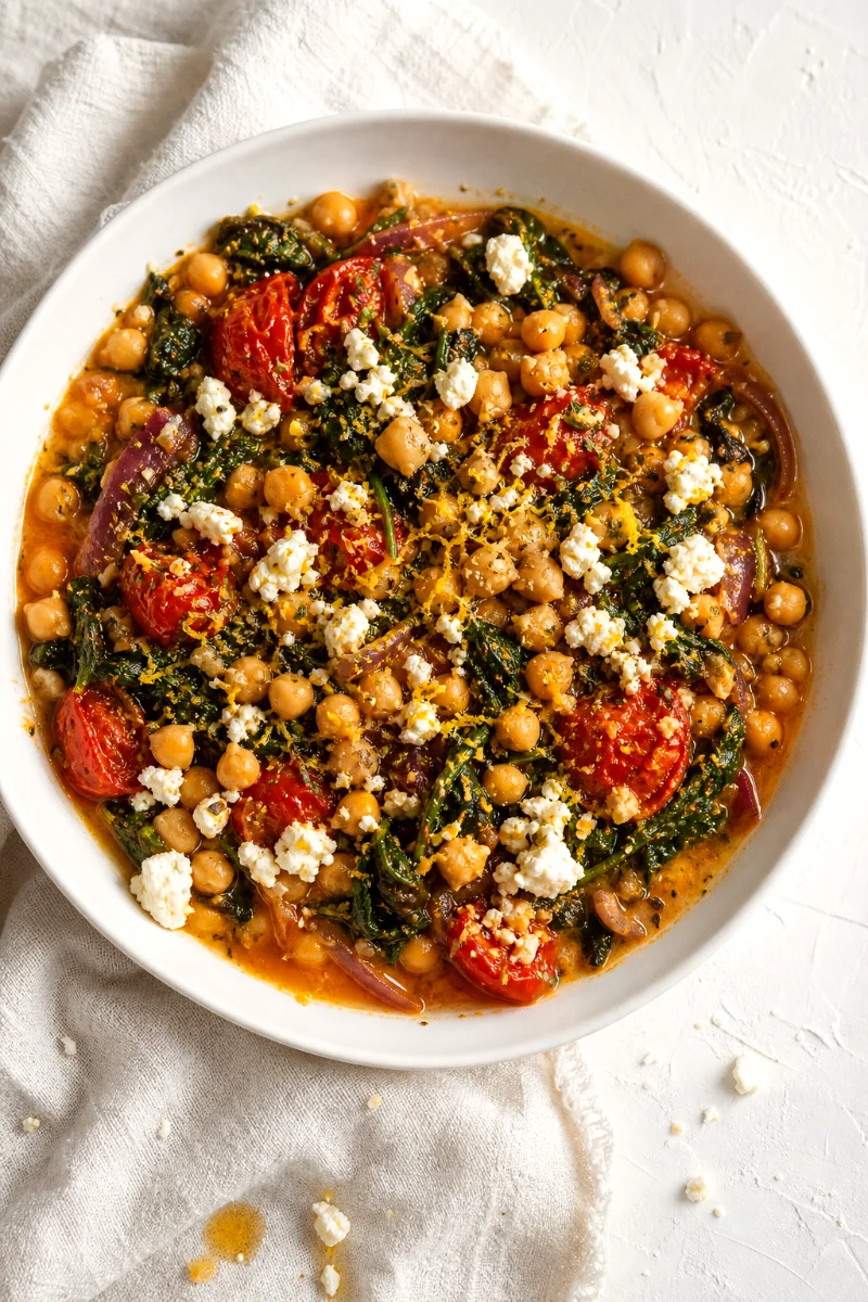 chickpea-spinach-feta-casserole-top-down