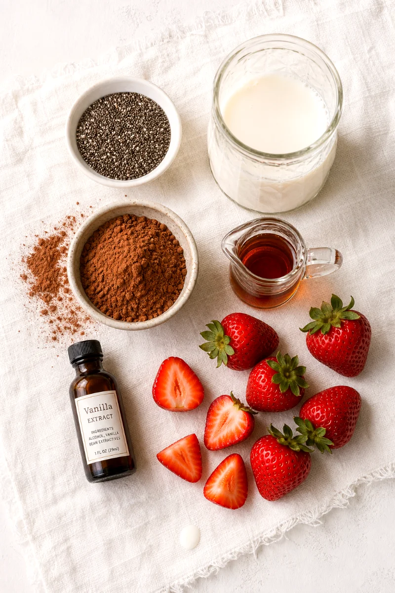 chocolate-strawberry-chia-pudding-ingredients