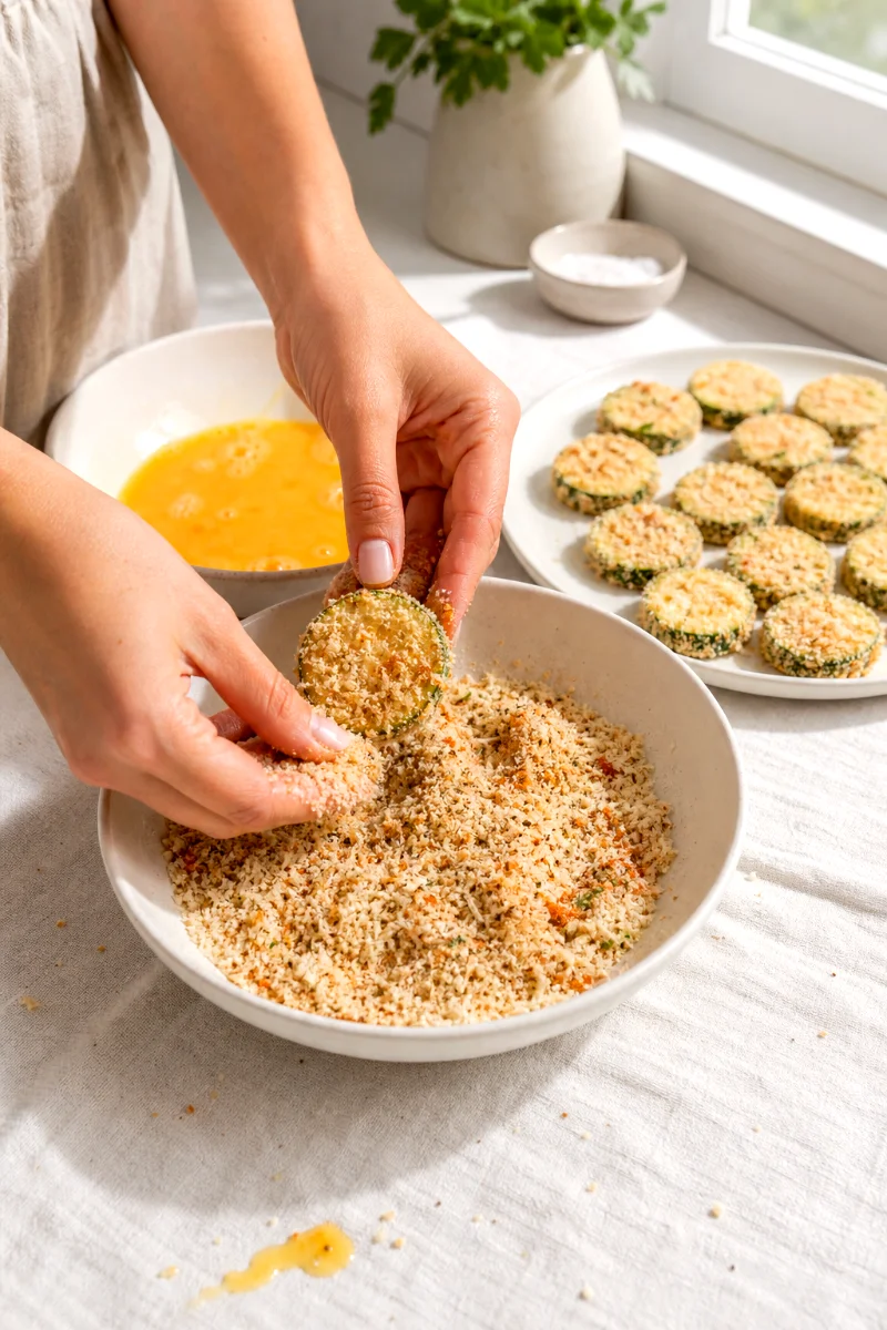 coating-zucchini-chips-parmesan-breadcrumbs