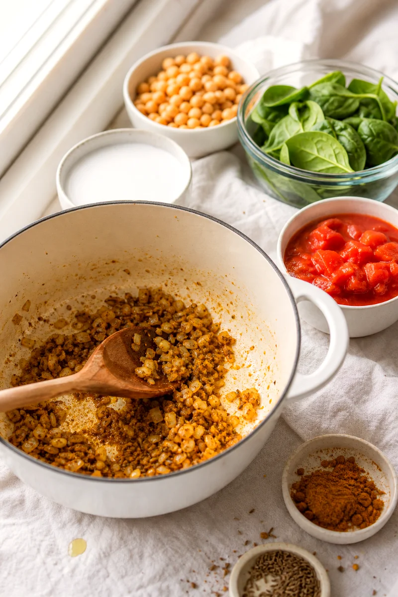 coconut-chickpea-spinach-curry-cooking-process
