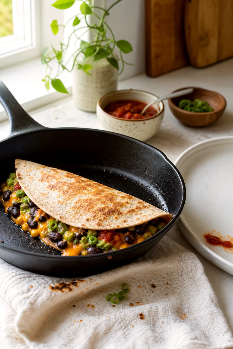 cooking-cheesy-black-bean-avocado-quesadilla