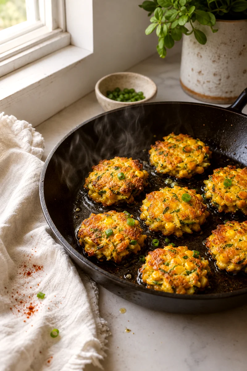 corn-cheddar-zucchini-fritters-cooking-process