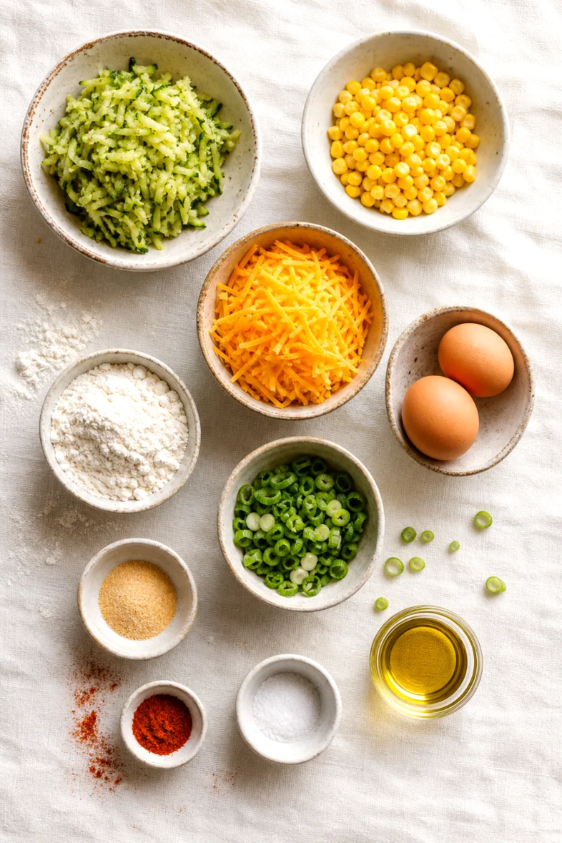 corn-cheddar-zucchini-fritters-ingredients