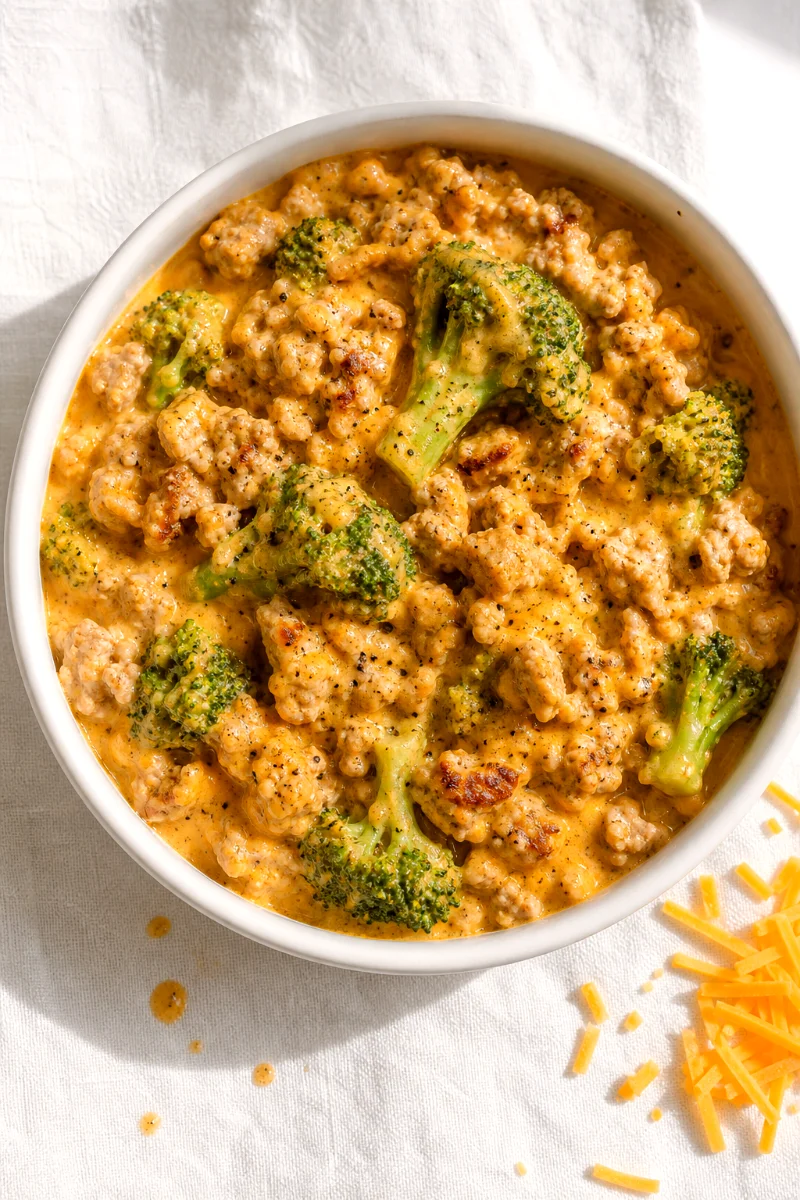 creamy-broccoli-turkey-skillet-food-shot