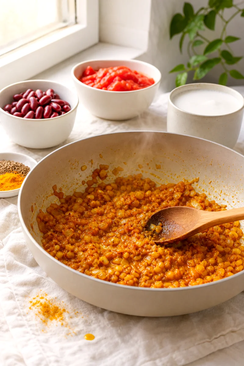 creamy-kidney-bean-curry-cooking-process