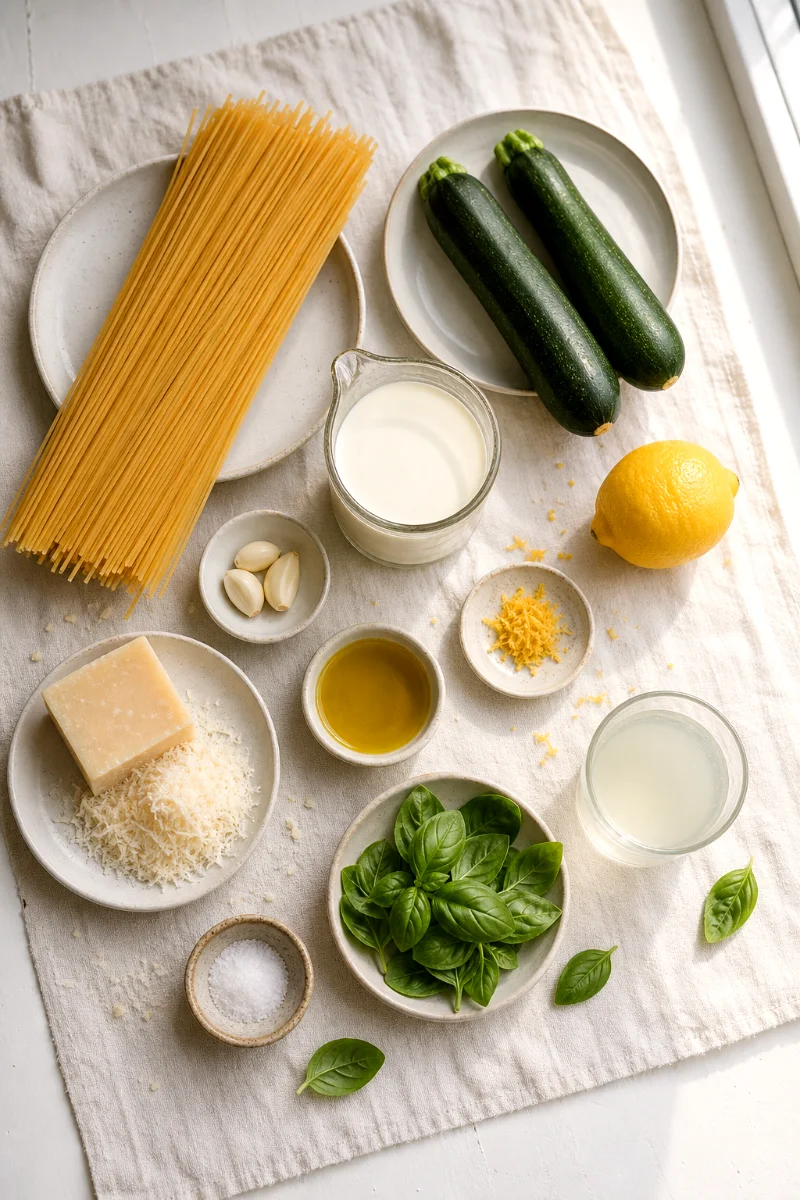 creamy-lemon-parmesan-zucchini-pasta-ingredients