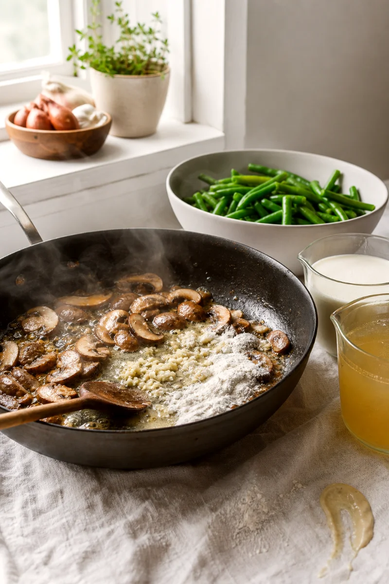 creamy-mushroom-sauce-green-bean-casserole-process