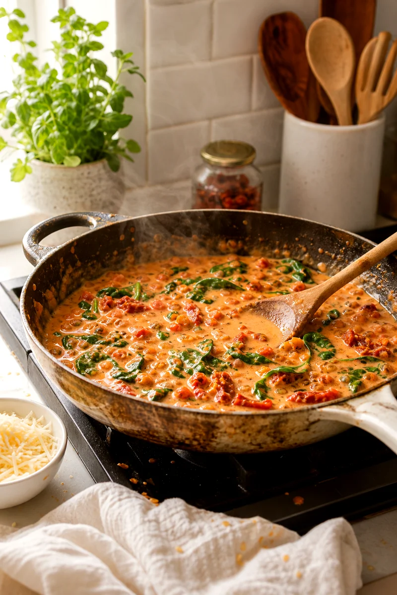creamy-sun-dried-tomato-pasta-sauce-process