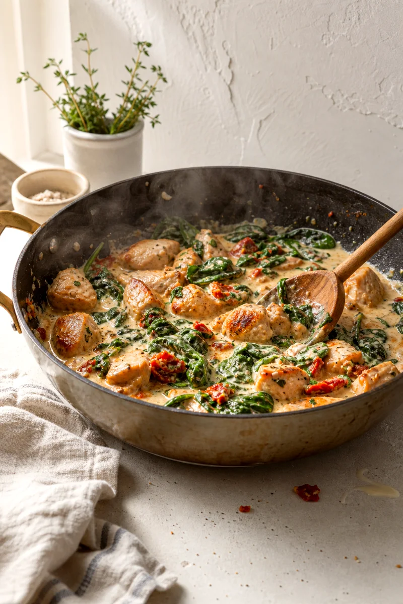 creamy-tuscan-chicken-cooking-process