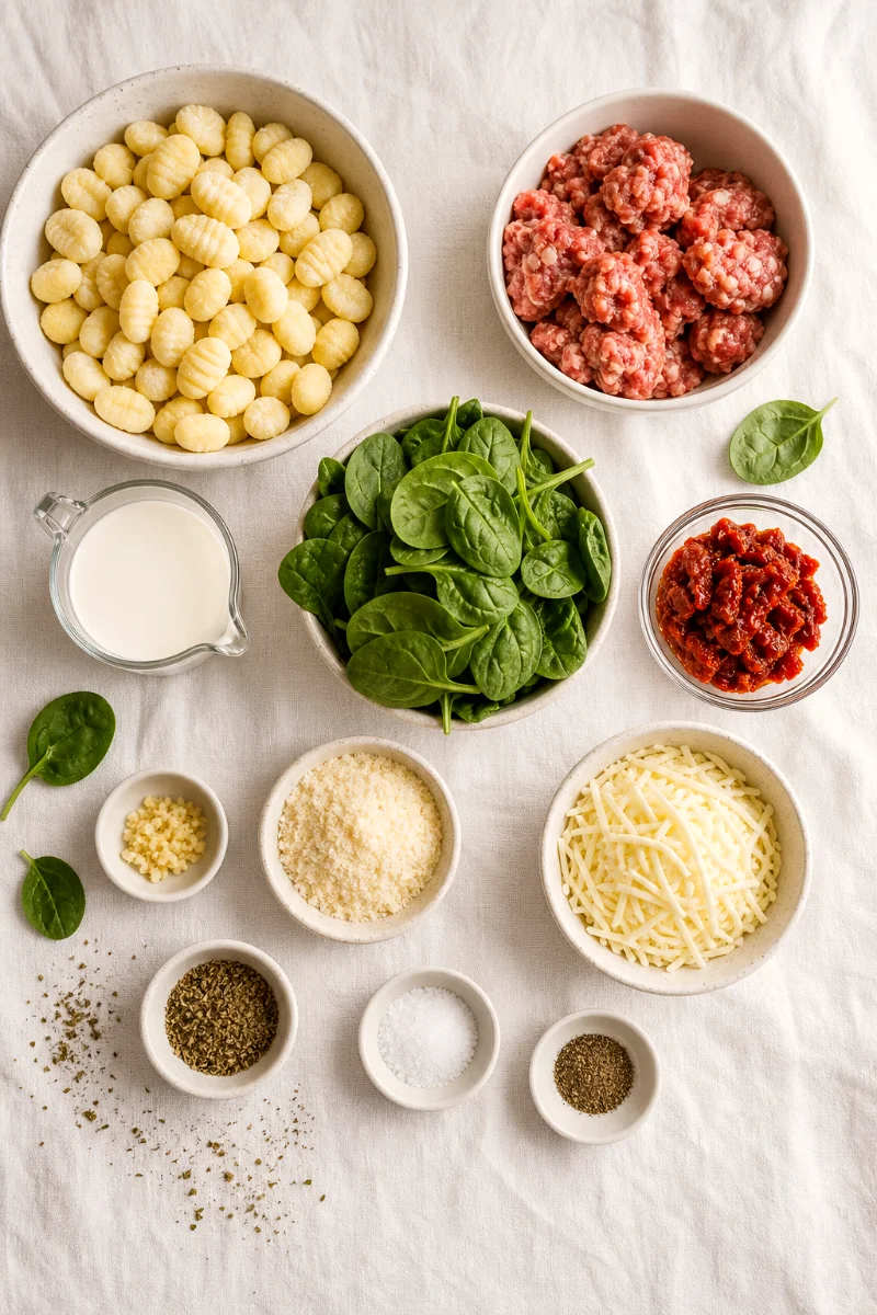 creamy-tuscan-sausage-gnocchi-ingredients