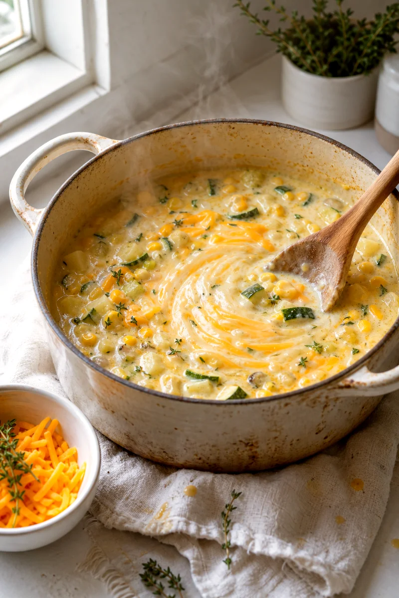 creamy-zucchini-corn-chowder-cooking-process