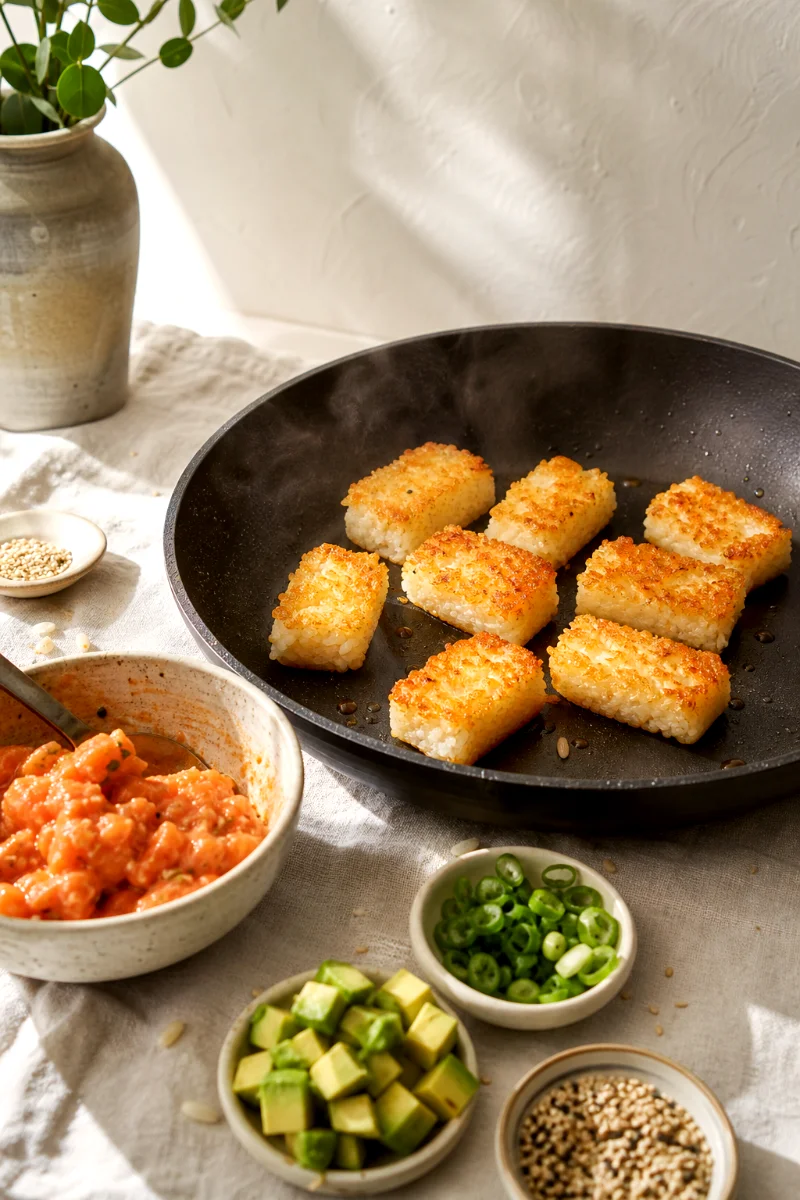 crispy-rice-salmon-bites-cooking-process