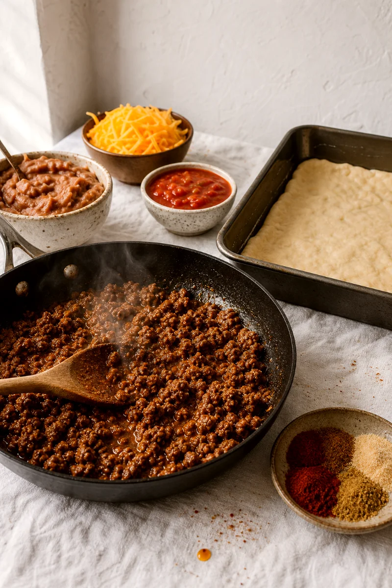 crunchy-taco-pan-pizza-cooking-process