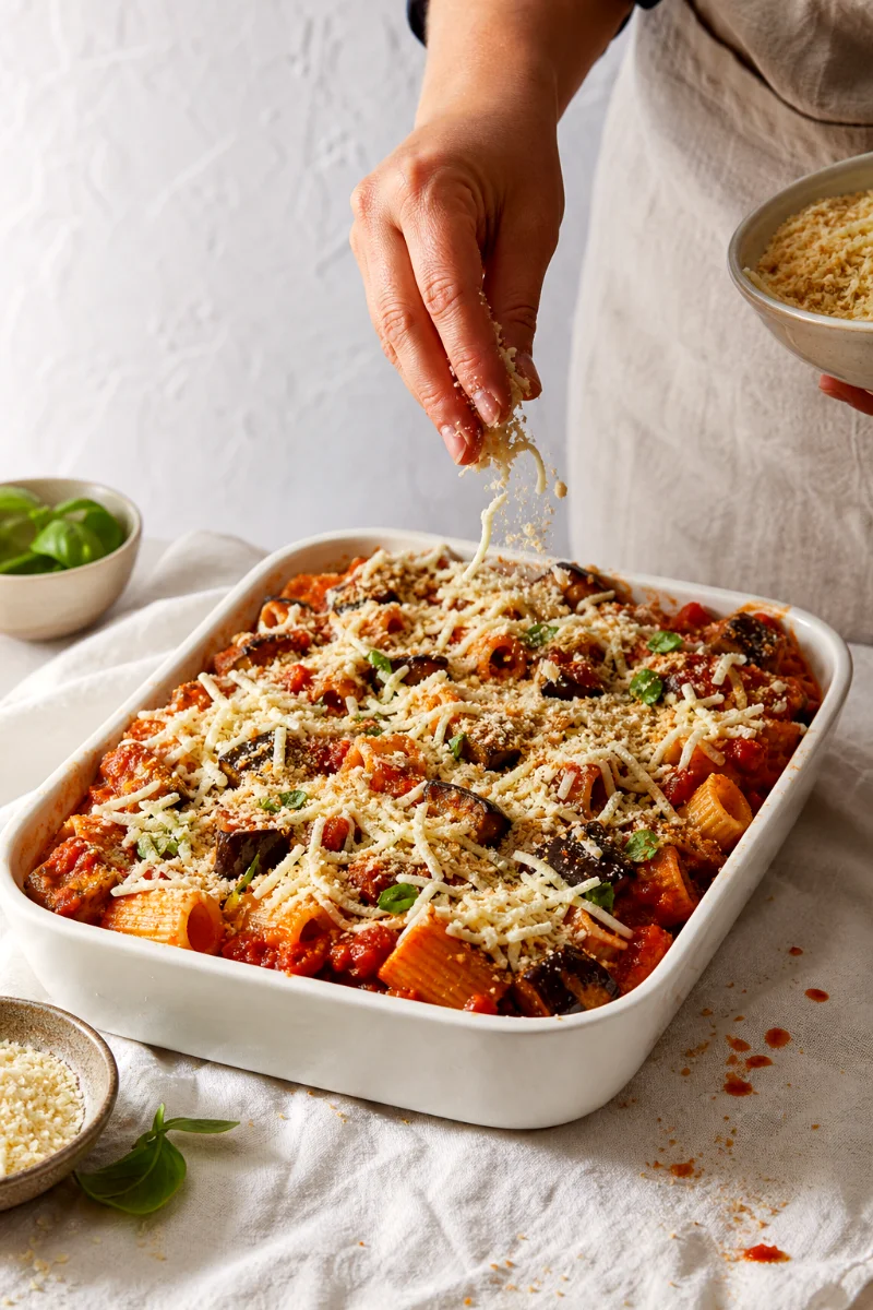 eggplant-parmesan-pasta-casserole-cooking-process