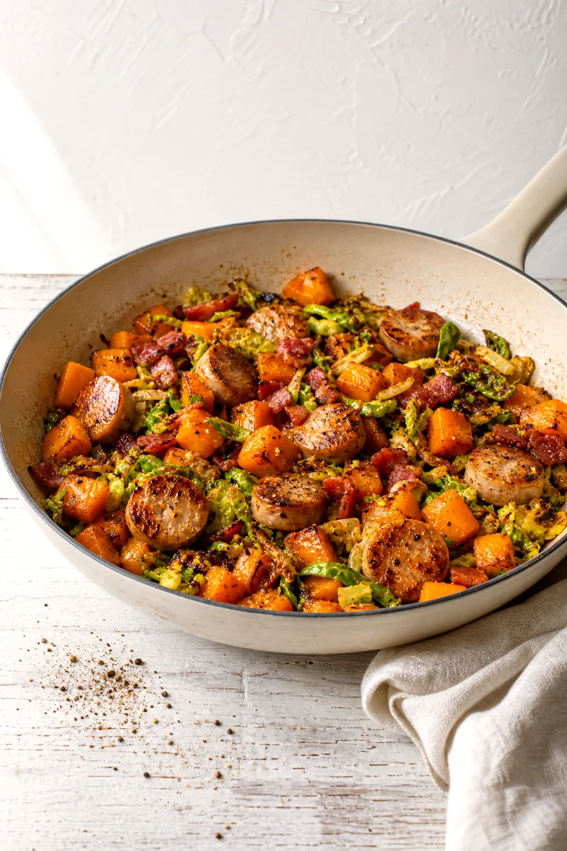fall-harvest-chicken-sausage-saute-cooking-process