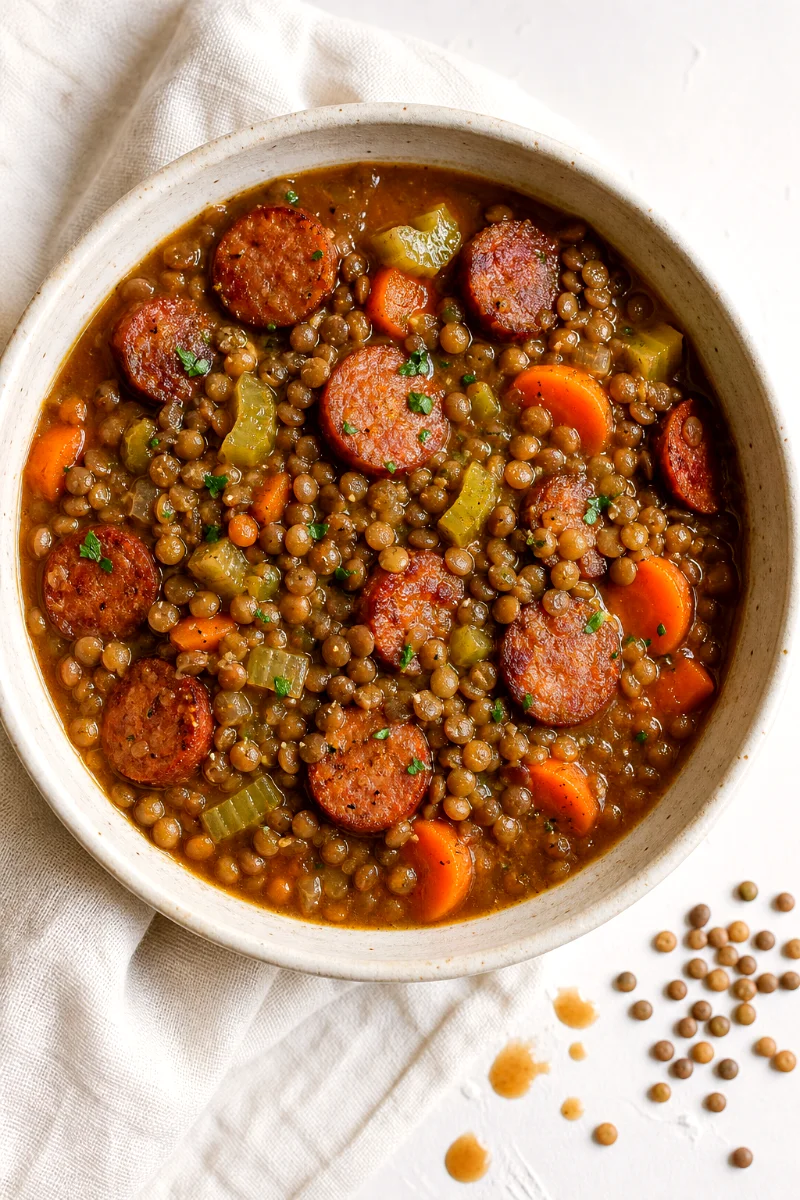 finished-lentil-sausage-stew-bowl