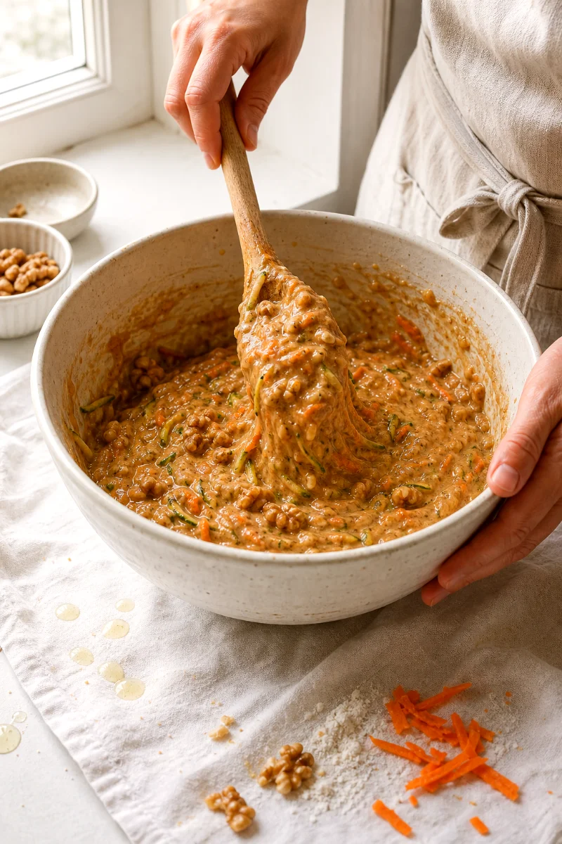 folding-carrot-zucchini-cake-batter