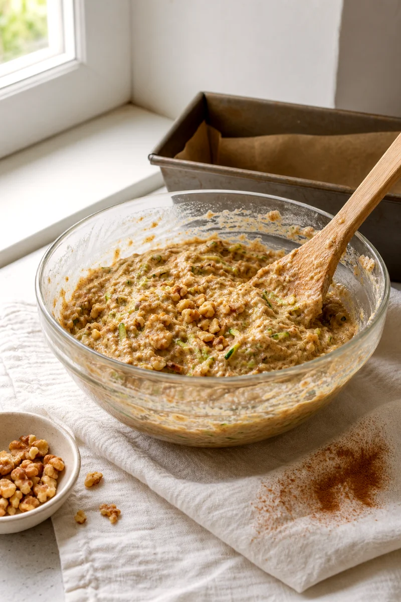 folding-walnuts-into-zucchini-bread-batter