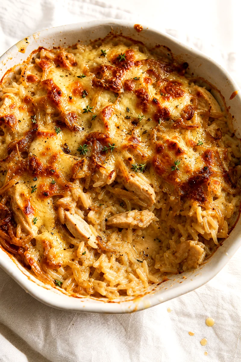 french-onion-chicken-rice-casserole-top-down