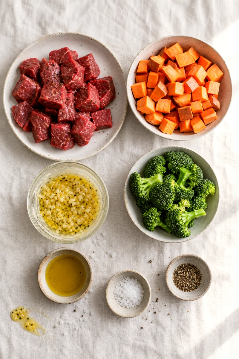 garlic-butter-steak-sweet-potatoes-ingredients