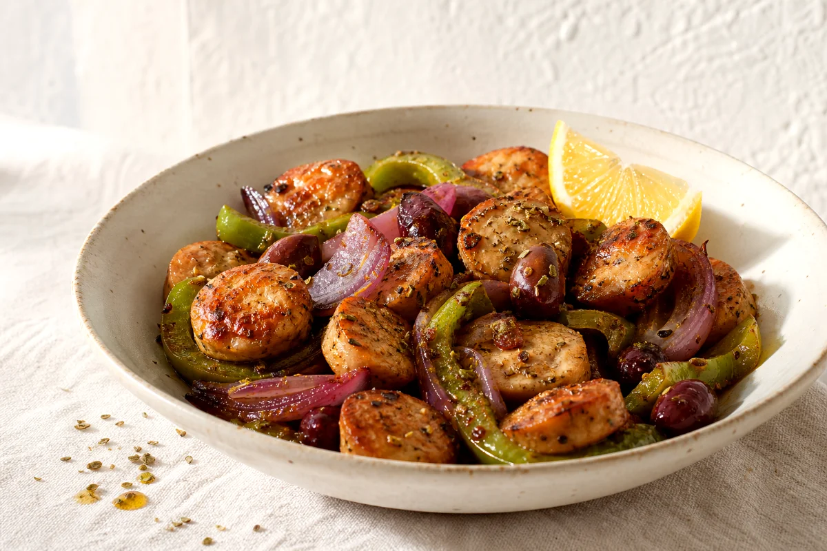 greek-chicken-sausage-skillet