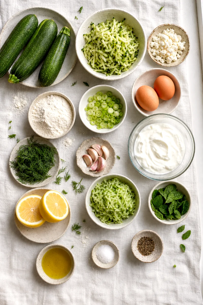 greek-zucchini-fritters-tzatziki-ingredients