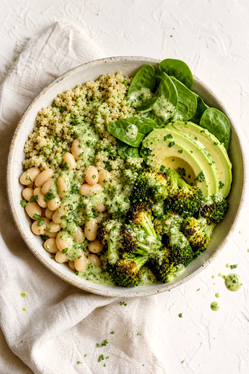 green-goddess-quinoa-white-bean-bowl-top-down
