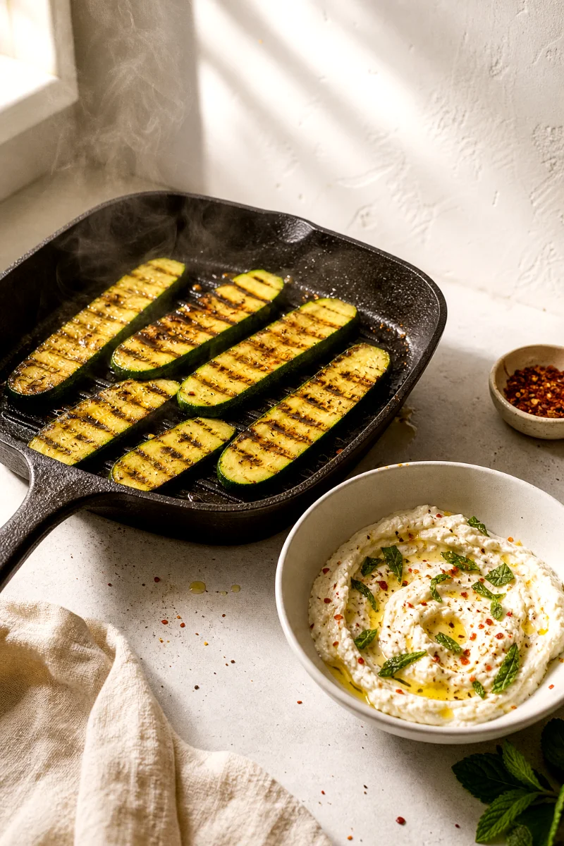 grilled-zucchini-whipped-feta-cooking-process