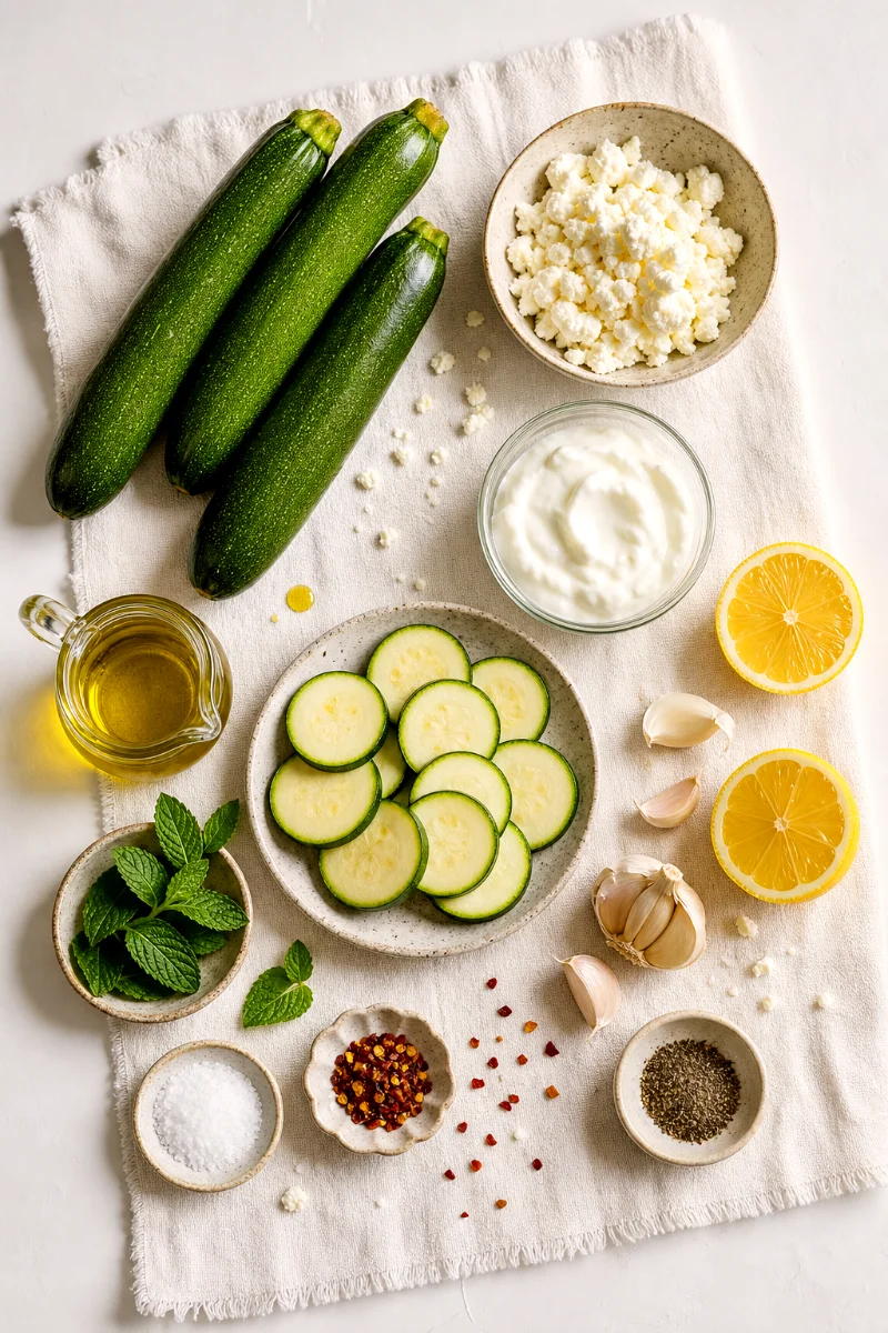 grilled-zucchini-whipped-feta-ingredients
