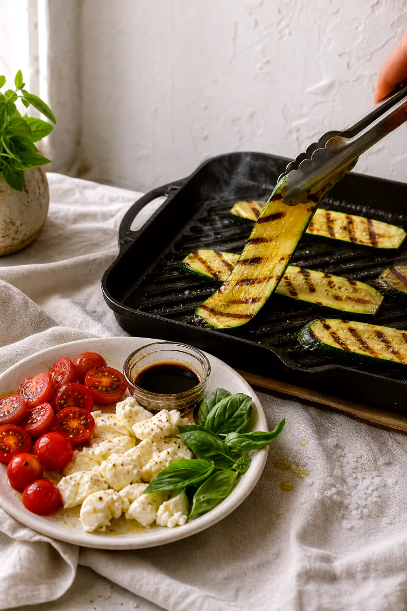 grilling-zucchini-for-caprese-salad