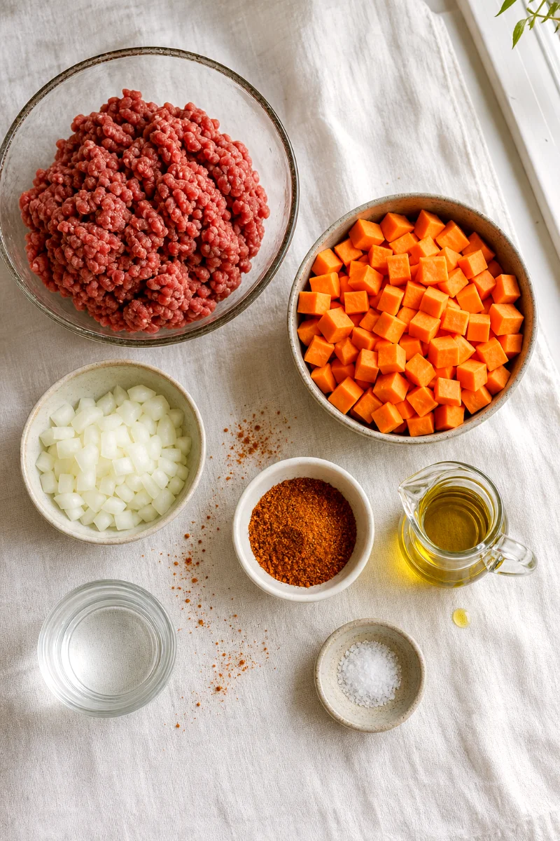 ground-beef-sweet-potato-skillet-ingredients
