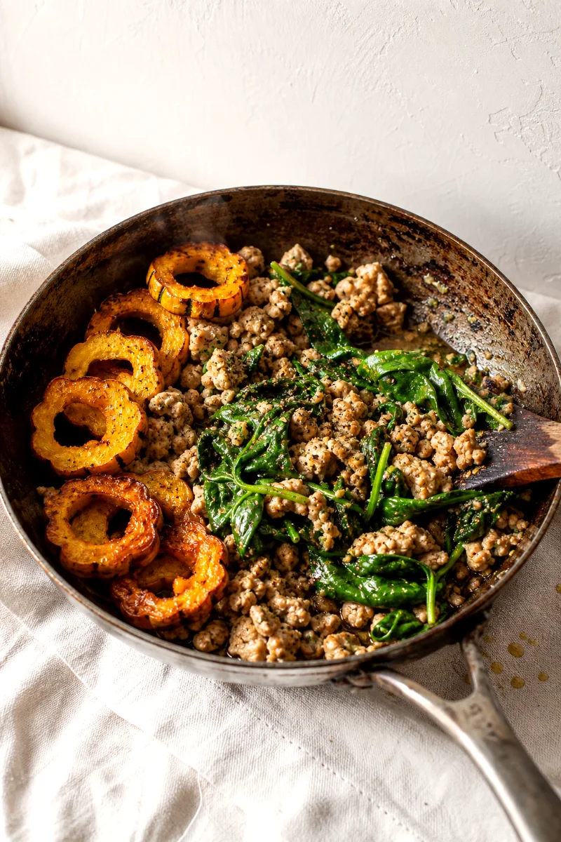 ground-chicken-delicata-rings-cooking-process