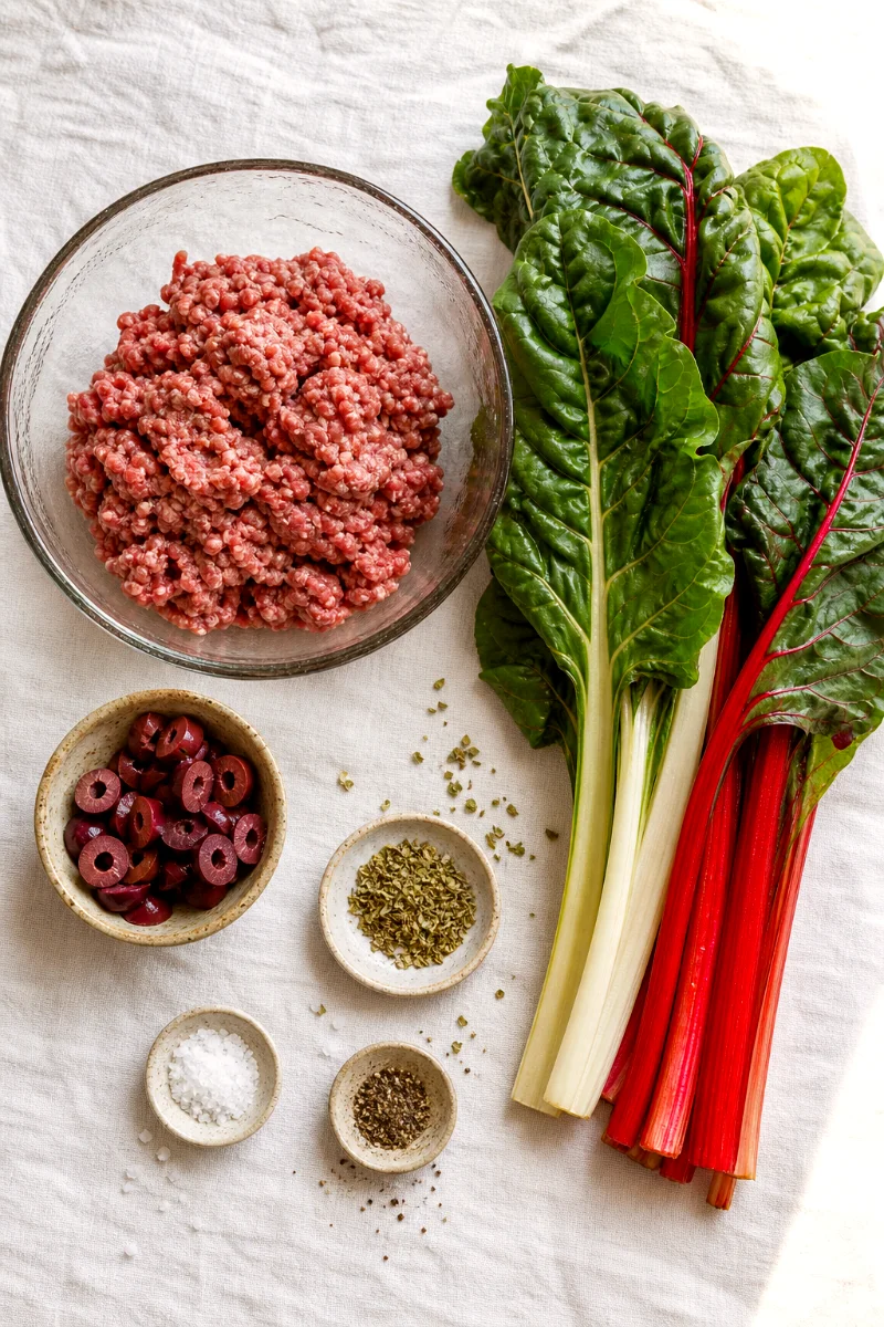 ground-lamb-chard-kalamata-ingredients
