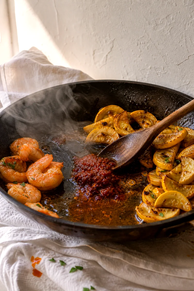 harissa-shrimp-squash-cooking-process