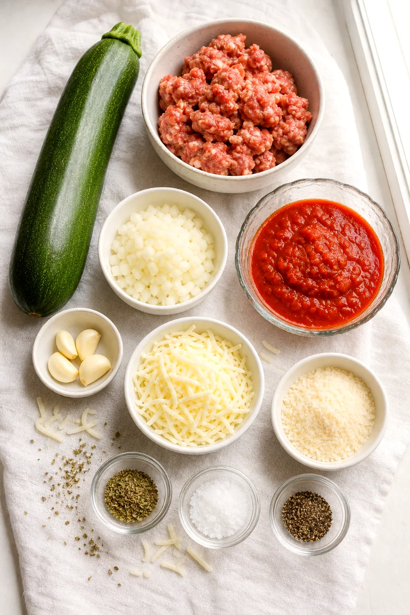 italian-sausage-stuffed-zucchini-boats-ingredients