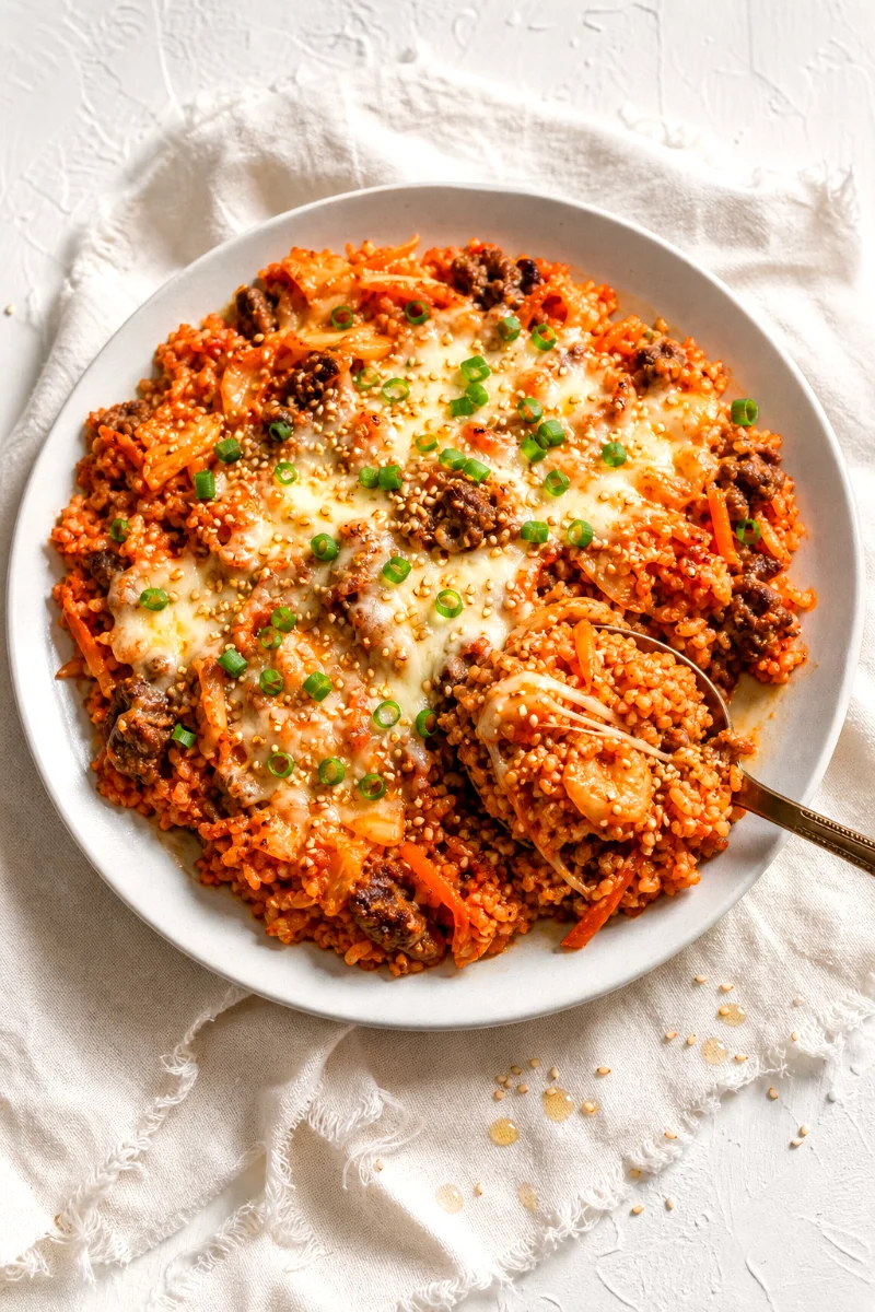 korean-beef-kimchi-rice-bake-top-down