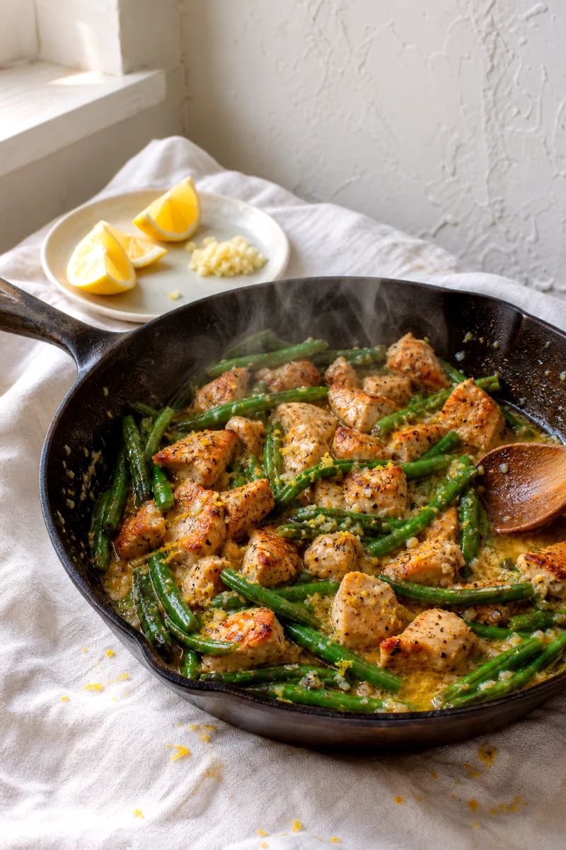 lemon-garlic-butter-chicken-green-beans-cooking-process