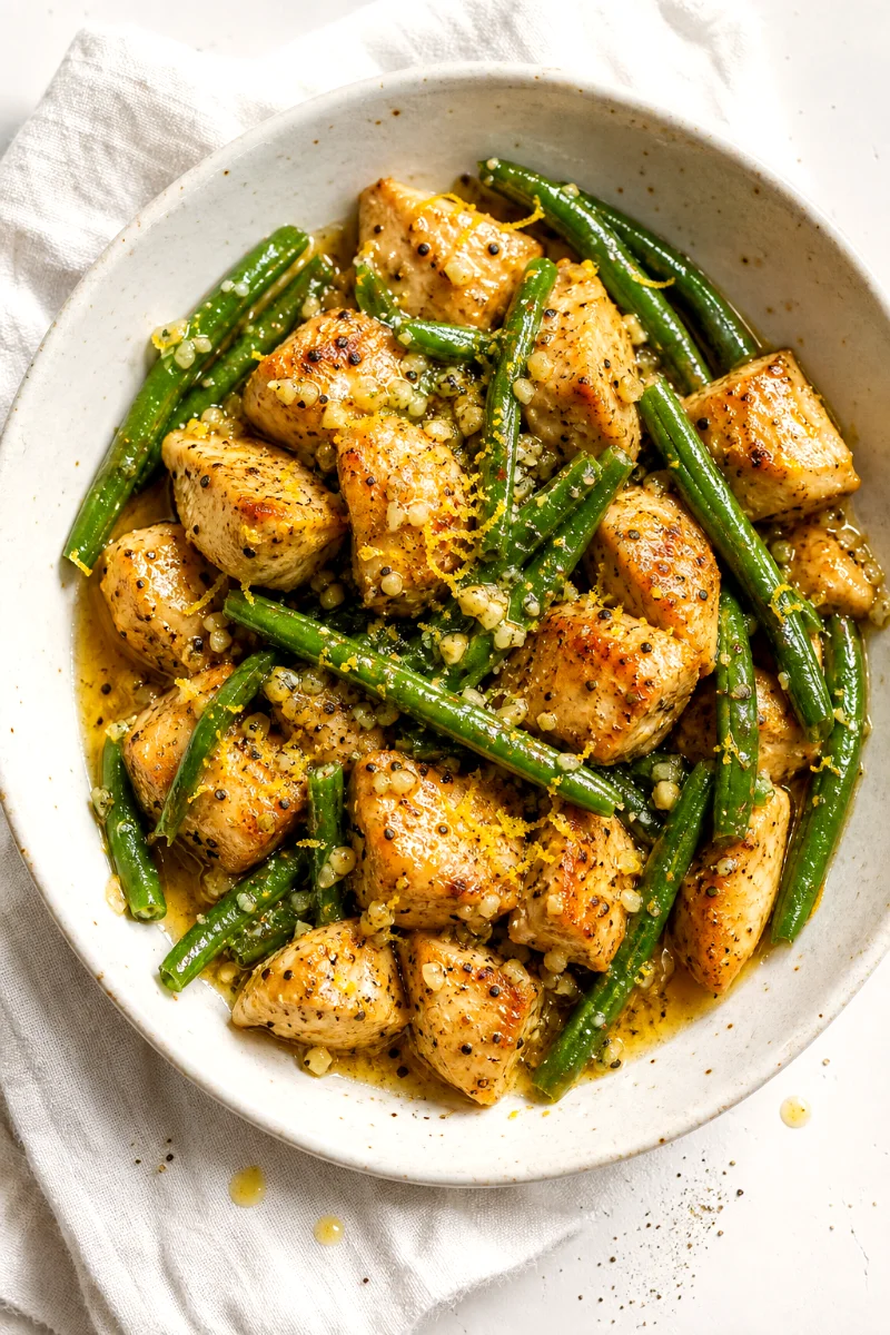 lemon-garlic-butter-chicken-green-beans-top-down