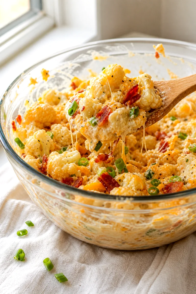 loaded-cauliflower-casserole-mixing-process