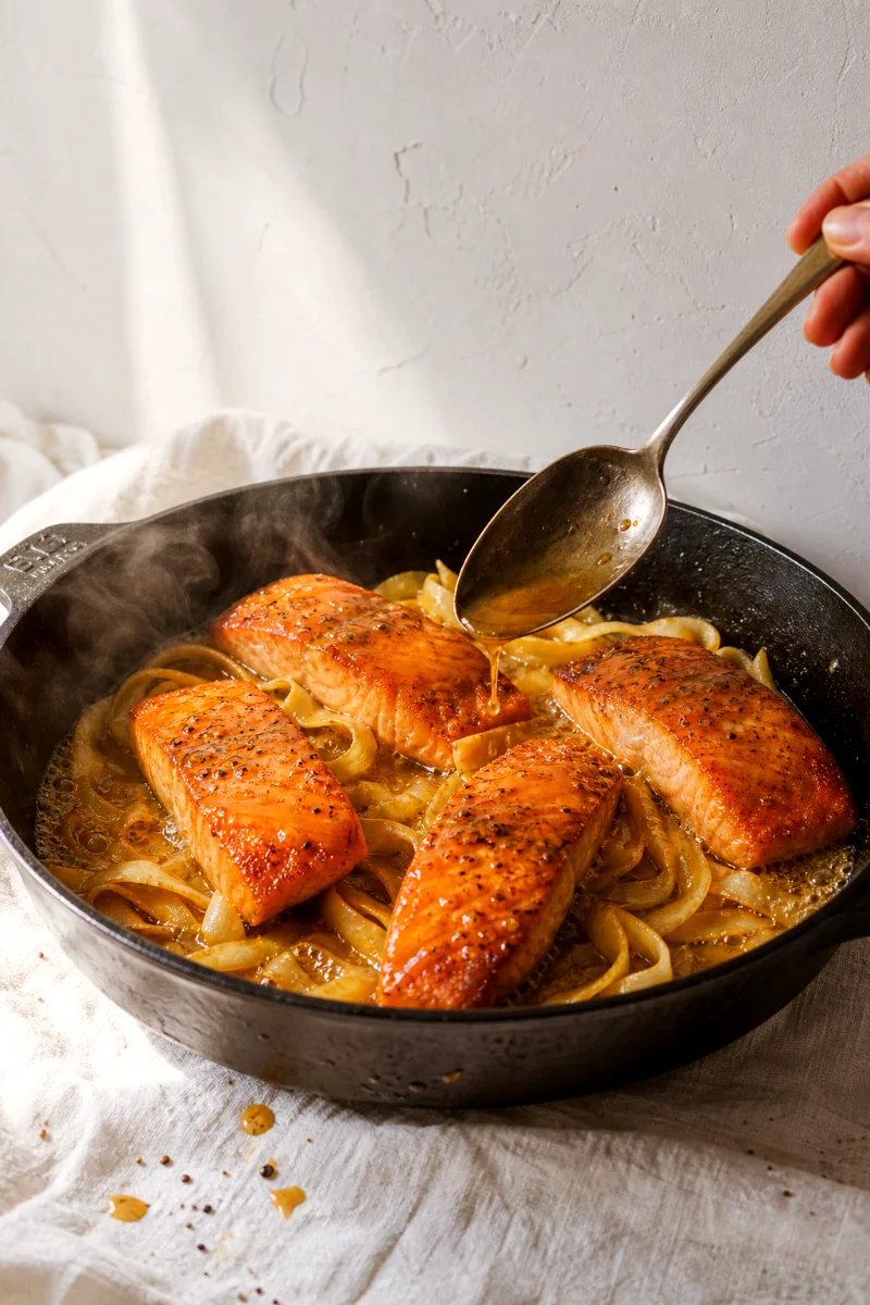 maple-cider-salmon-glazing-process