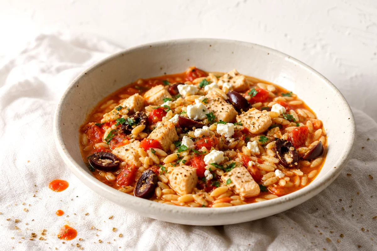 mediterranean-chicken-orzo-feta-bowl