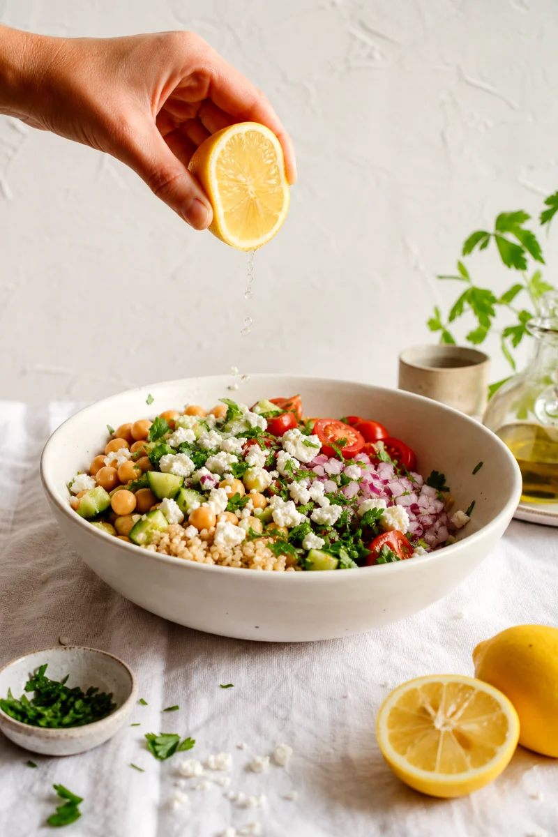 mediterranean-chickpea-quinoa-salad-tossing-process