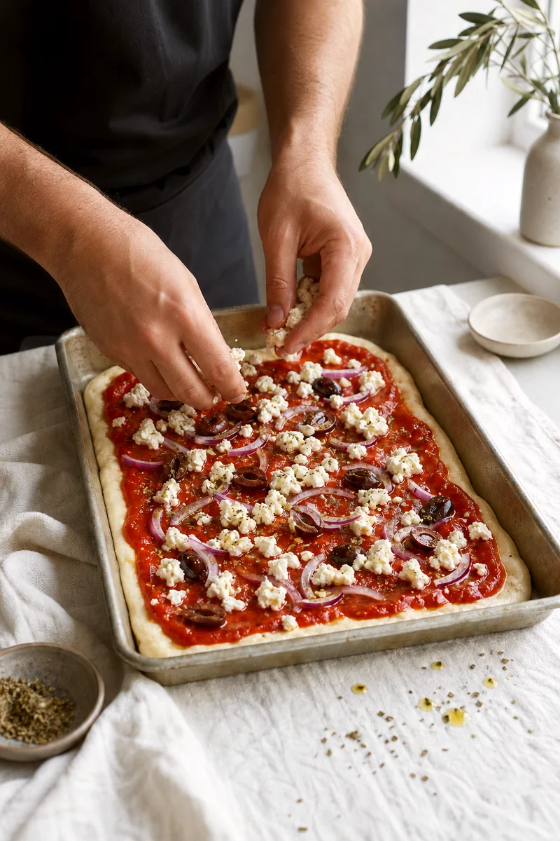 mediterranean-feta-olive-pan-pizza-process