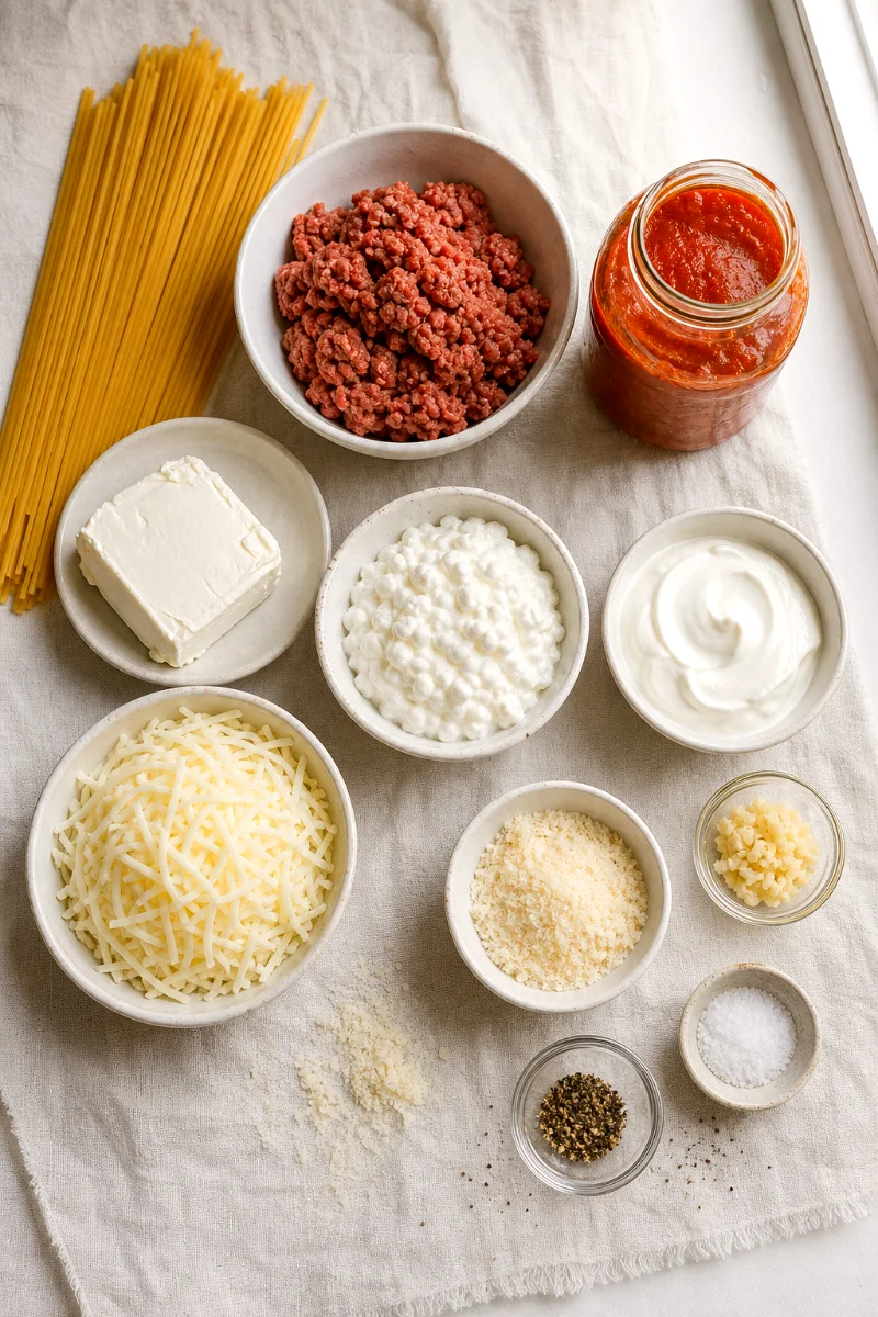 million-dollar-spaghetti-casserole-ingredients