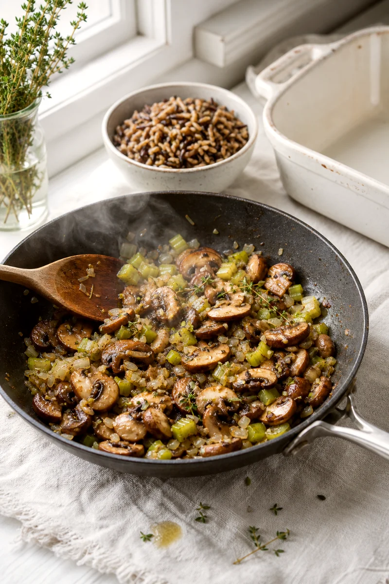 mushroom-wild-rice-casserole-cooking-process