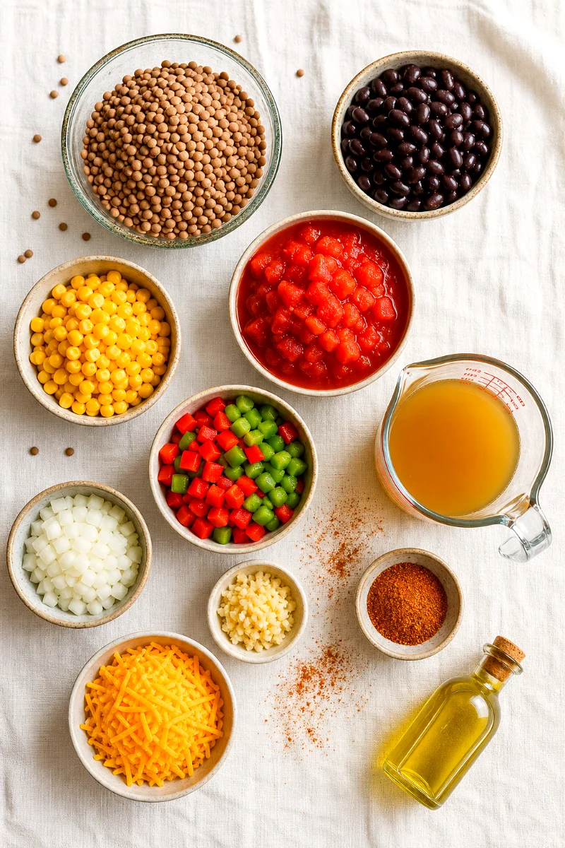 one-pot-lentil-taco-skillet-ingredients