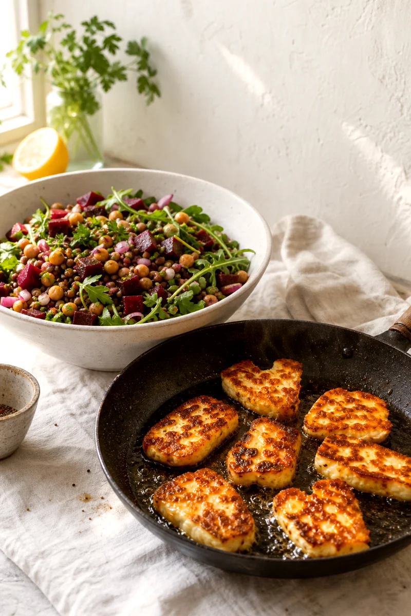 pan-fried-halloumi-for-lentil-chickpea-beet-salad